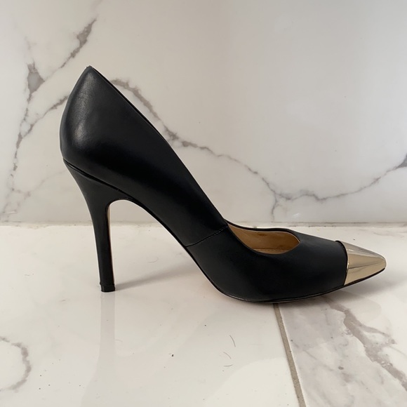 Aldo Black Leather Heels with Metal Toe Cap - Picture 3 of 3